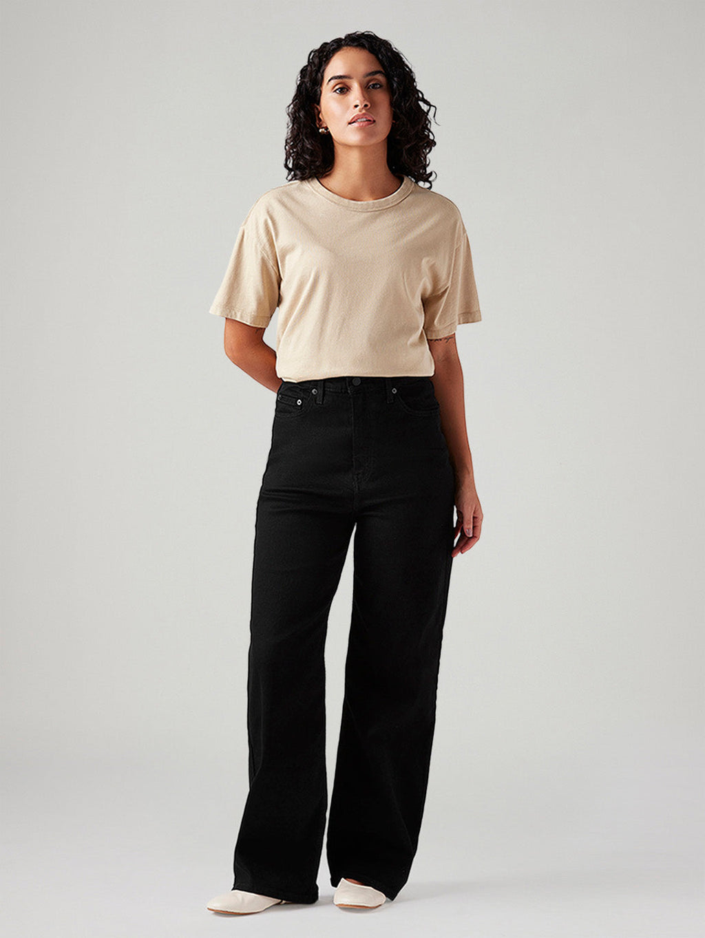 Women's Black Loose Fit High Rise Jeans