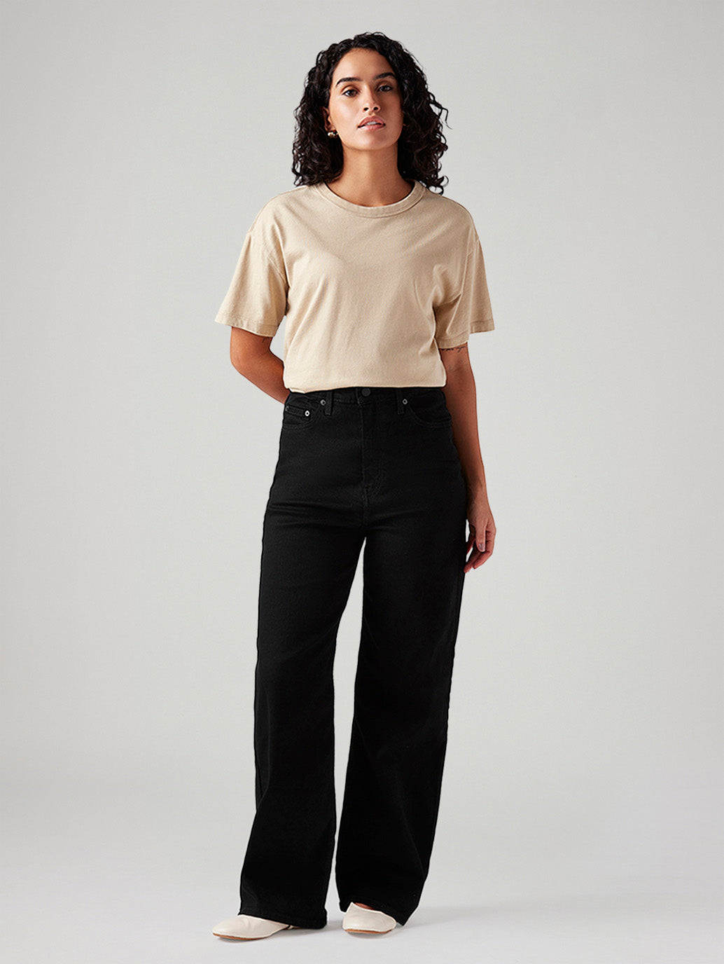 Women's Black Loose Fit High Rise Jeans