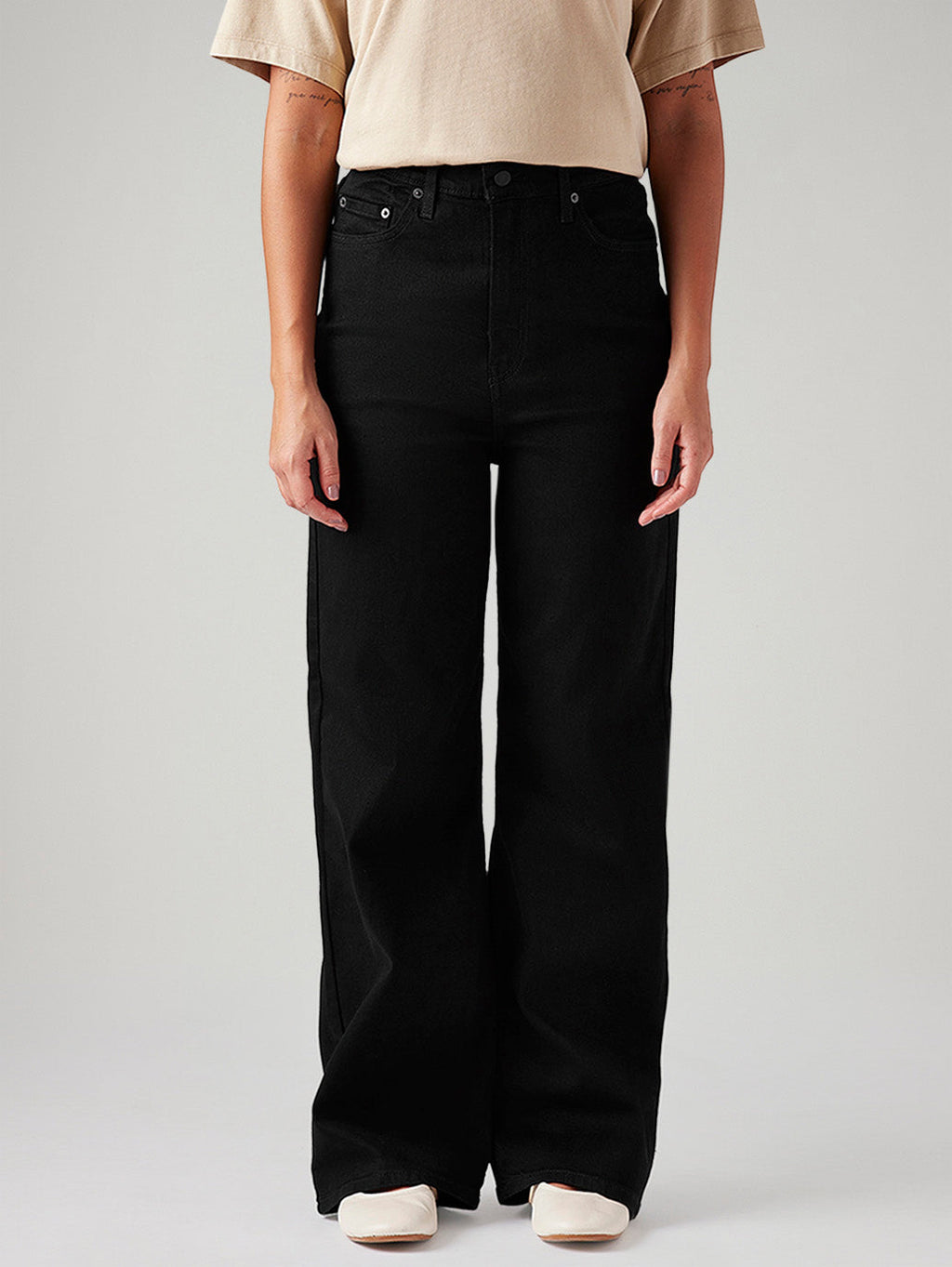Women's Black Loose Fit High Rise Jeans