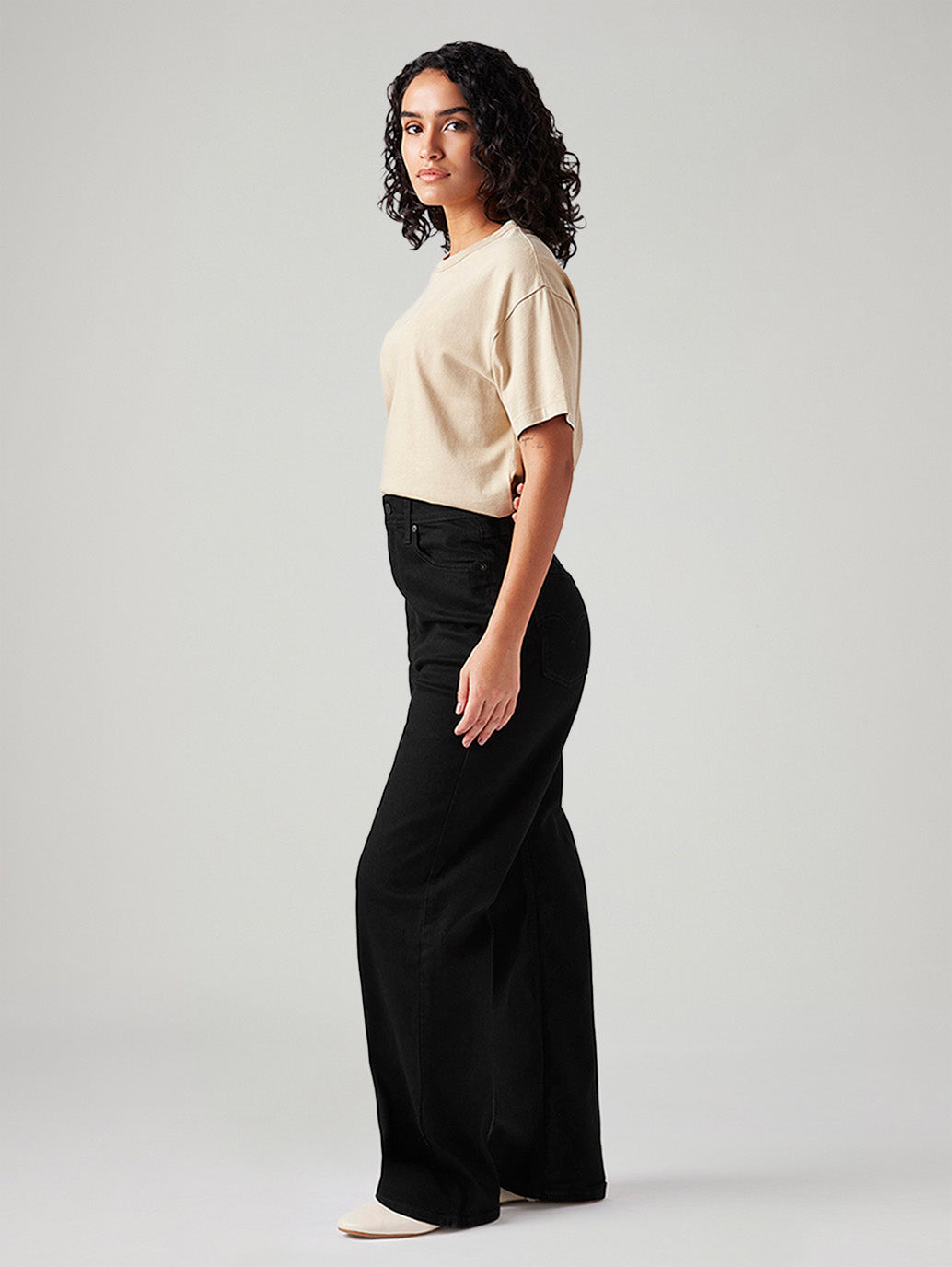 Women's Black Loose Fit High Rise Jeans