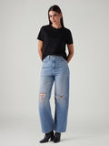 Women's Light Blue Loose Fit High Rise Jeans