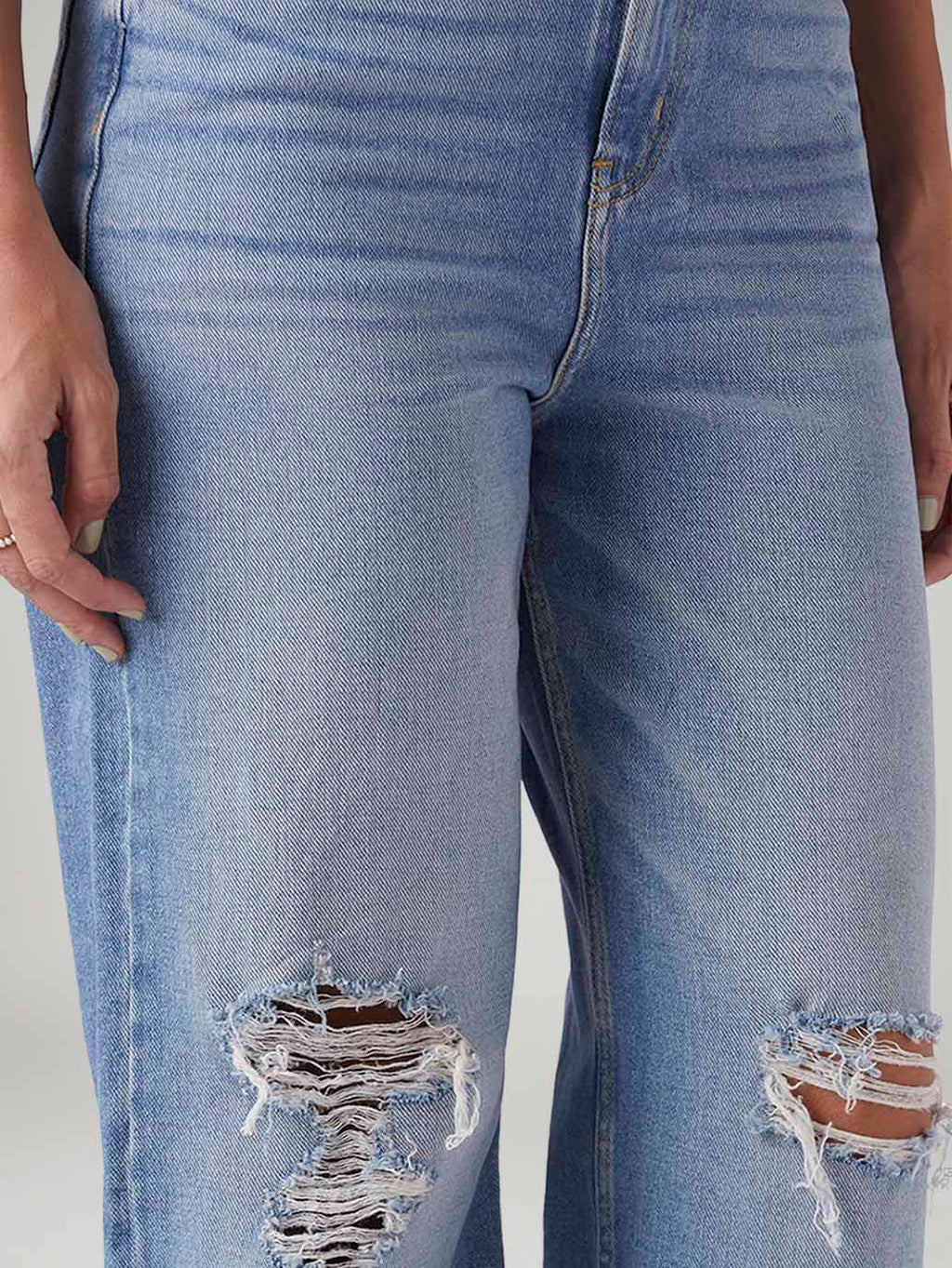 Women's Light Blue Loose Fit High Rise Jeans