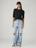 Women's Light Blue Loose Fit High Rise Jeans