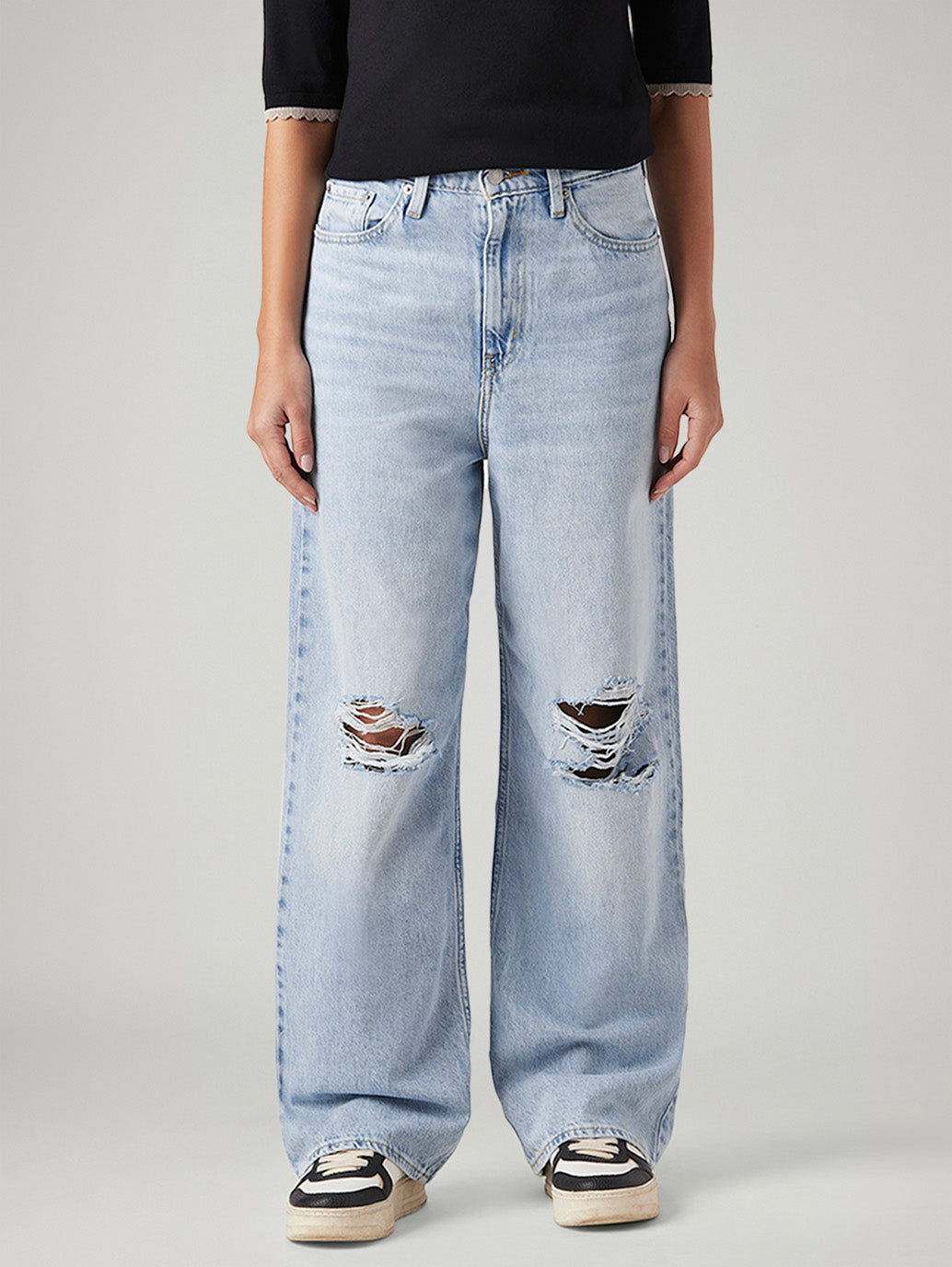 Women's Light Blue Loose Fit High Rise Jeans