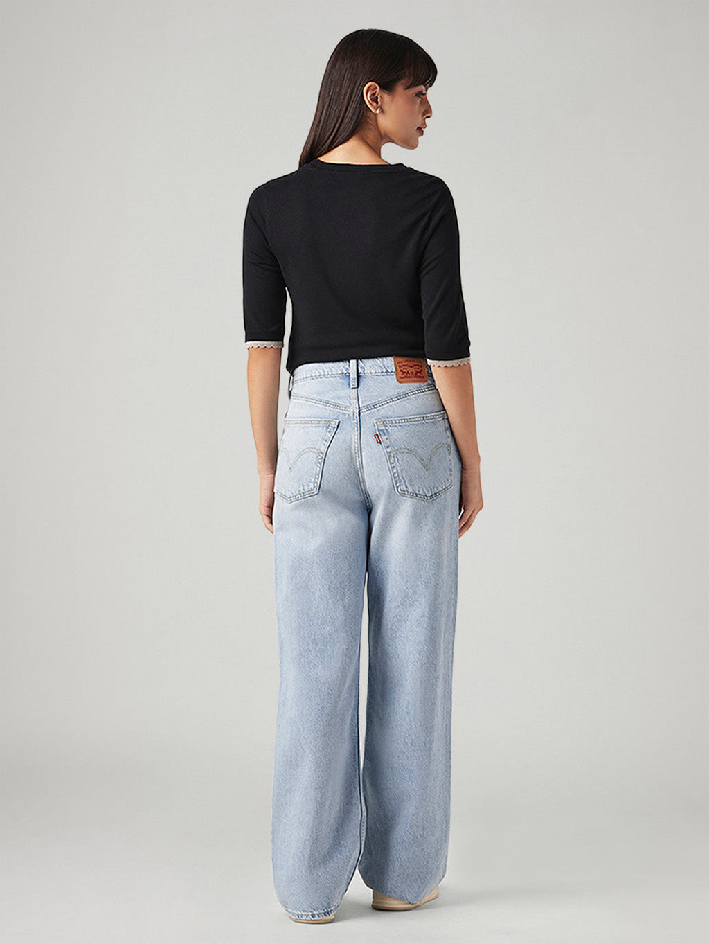 Women's Light Blue Loose Fit High Rise Jeans