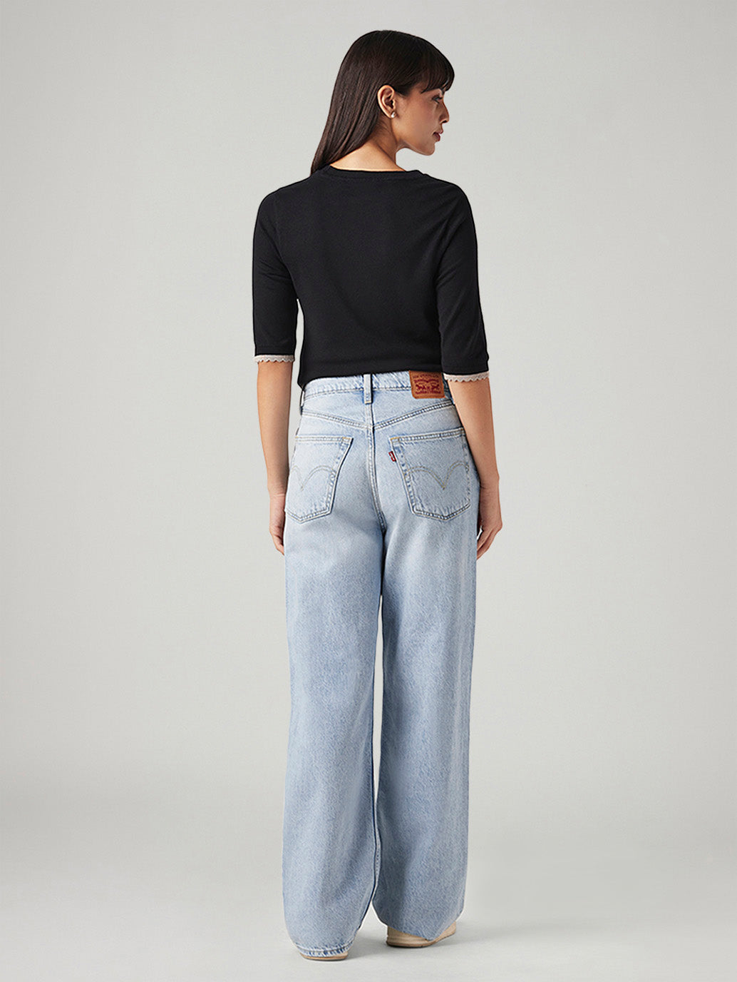 Women's Light Blue Loose Fit High Rise Jeans