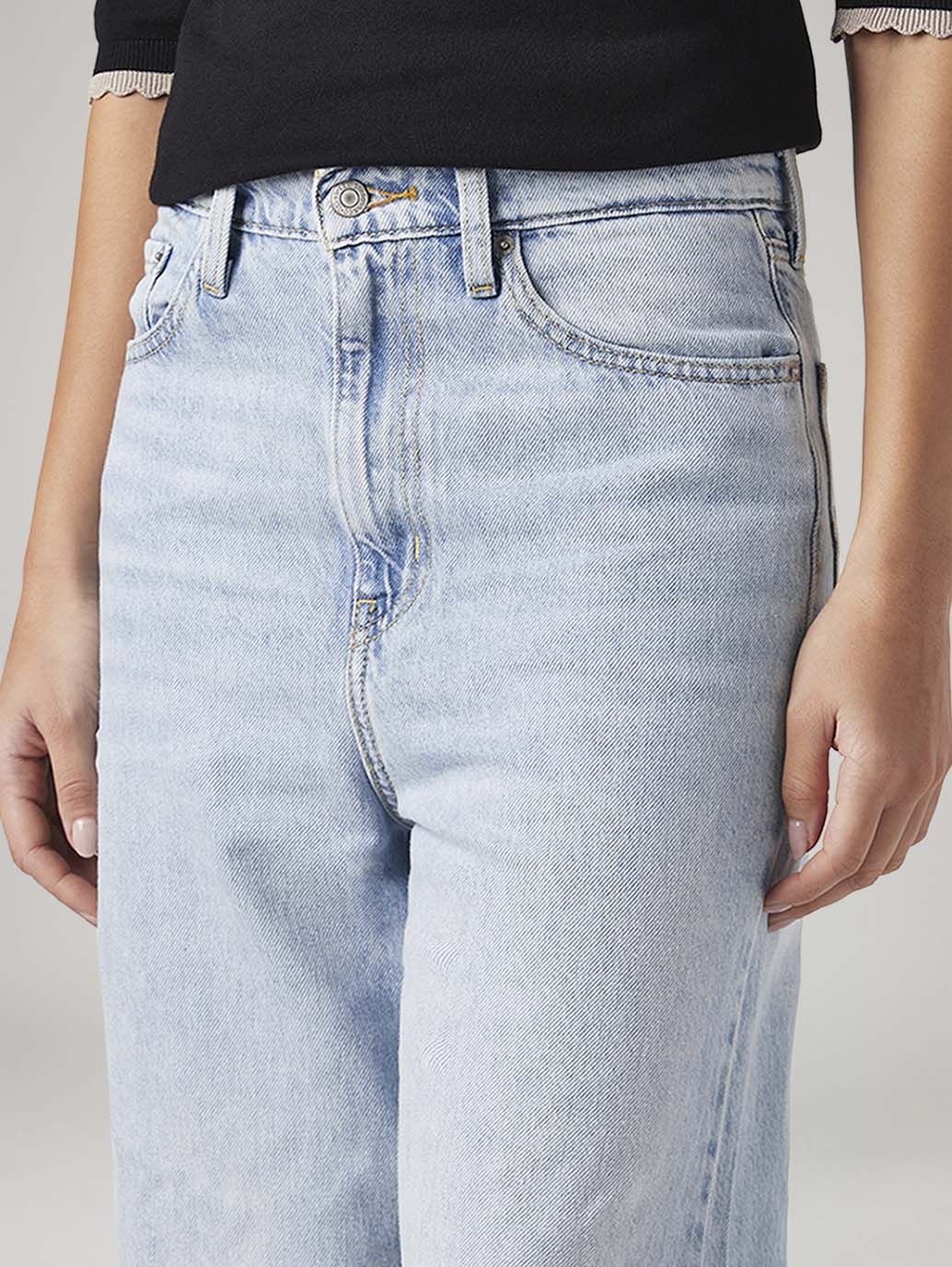 Women's Light Blue Loose Fit High Rise Jeans