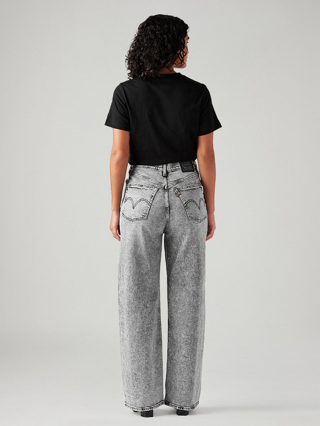 Women's Light Grey Loose Fit High Rise Jeans