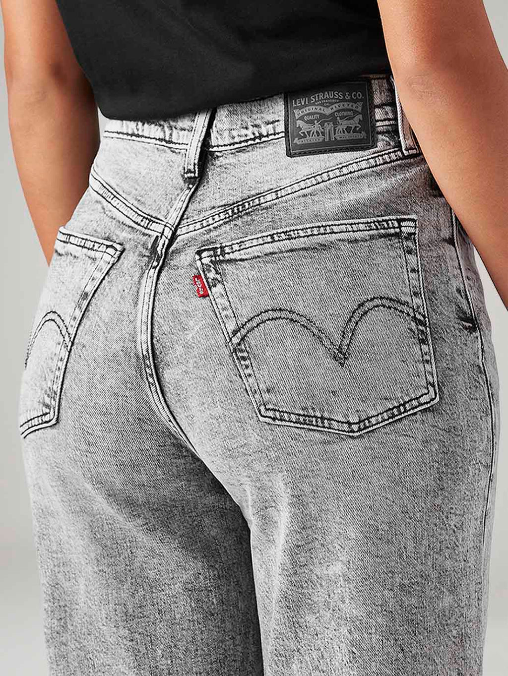 Women's Light Grey Loose Fit High Rise Jeans