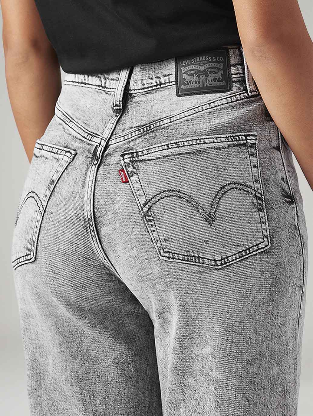 Women's Light Grey Loose Fit High Rise Jeans