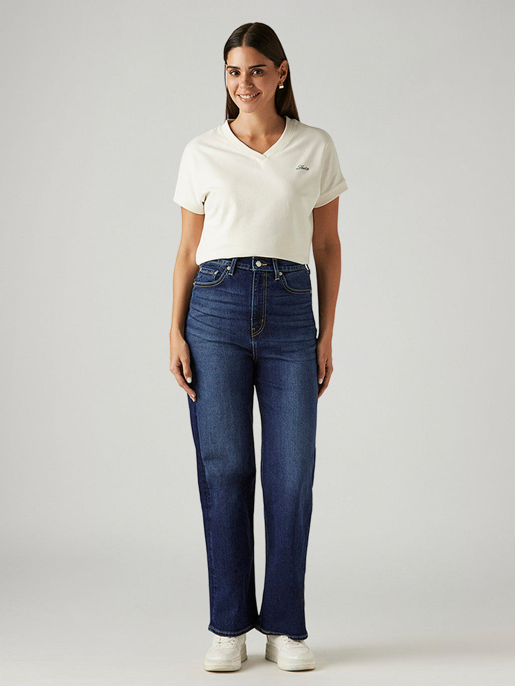 Women's Dark Indigo Loose Fit High Rise Jeans