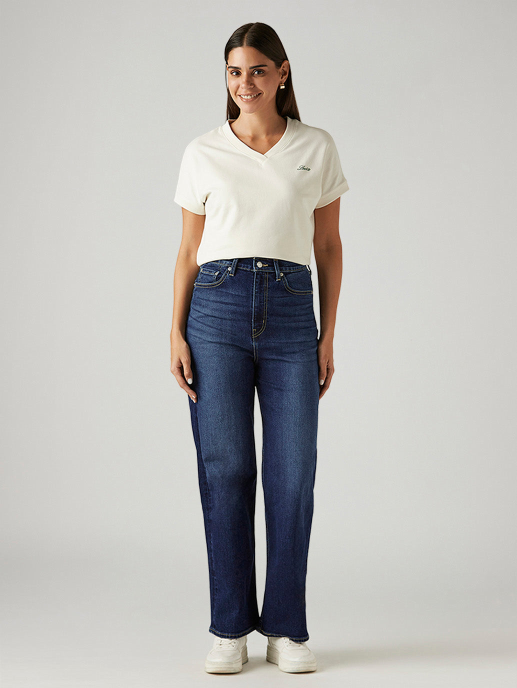 Women's Dark Indigo Loose Fit High Rise Jeans