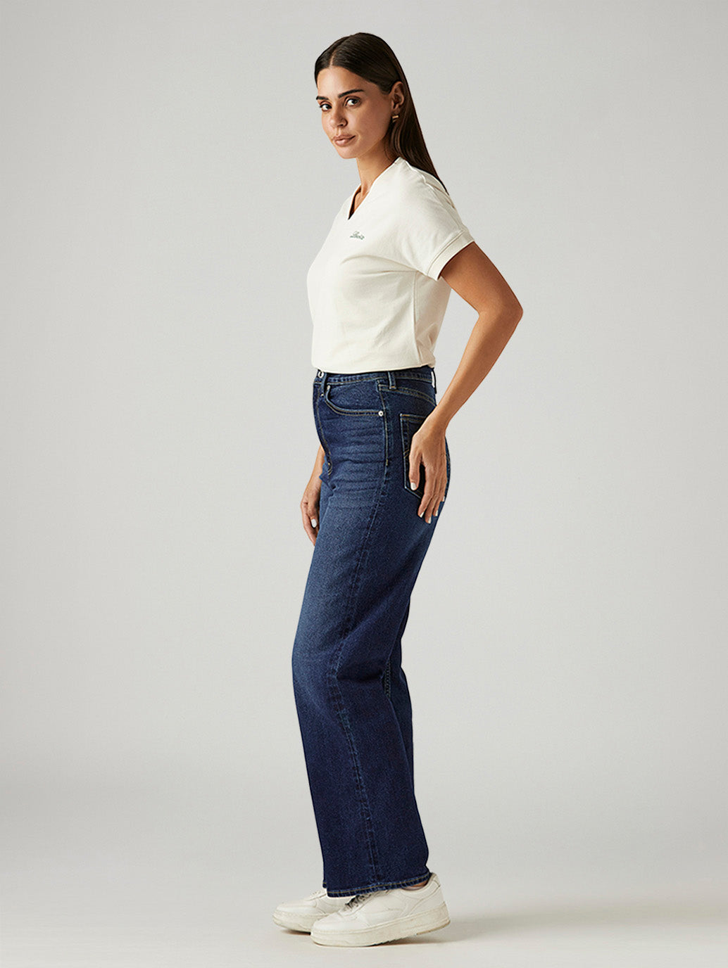 Women's Dark Indigo Loose Fit High Rise Jeans