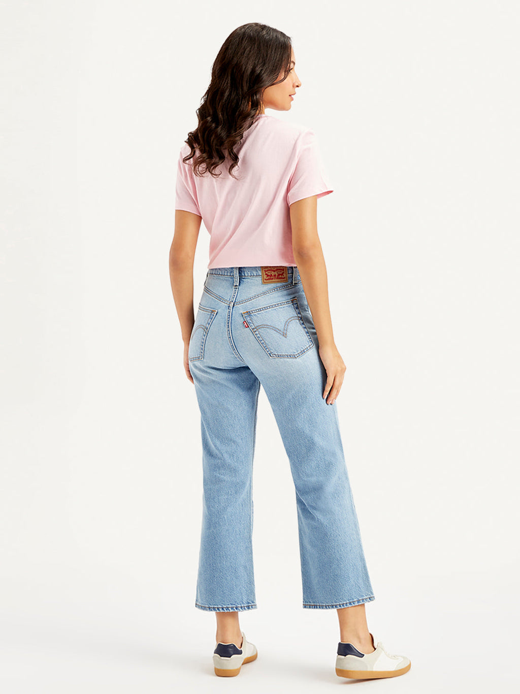 Women's Blue Ribcage Cropped Bootcut Fit High Rise Jeans