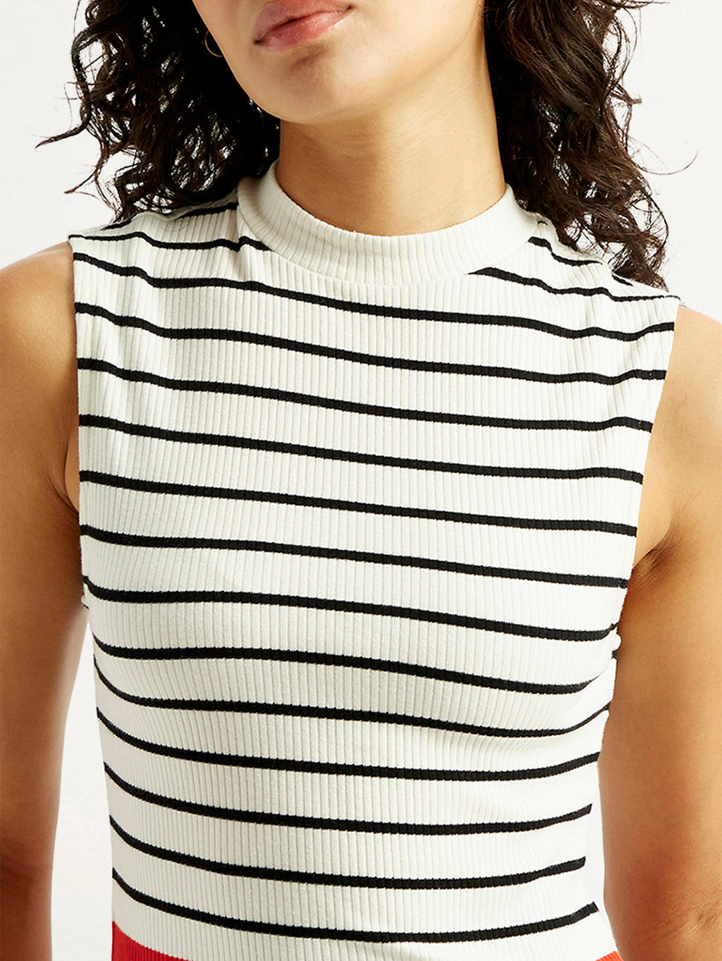 Women's Striped Off White Collar Neck Top