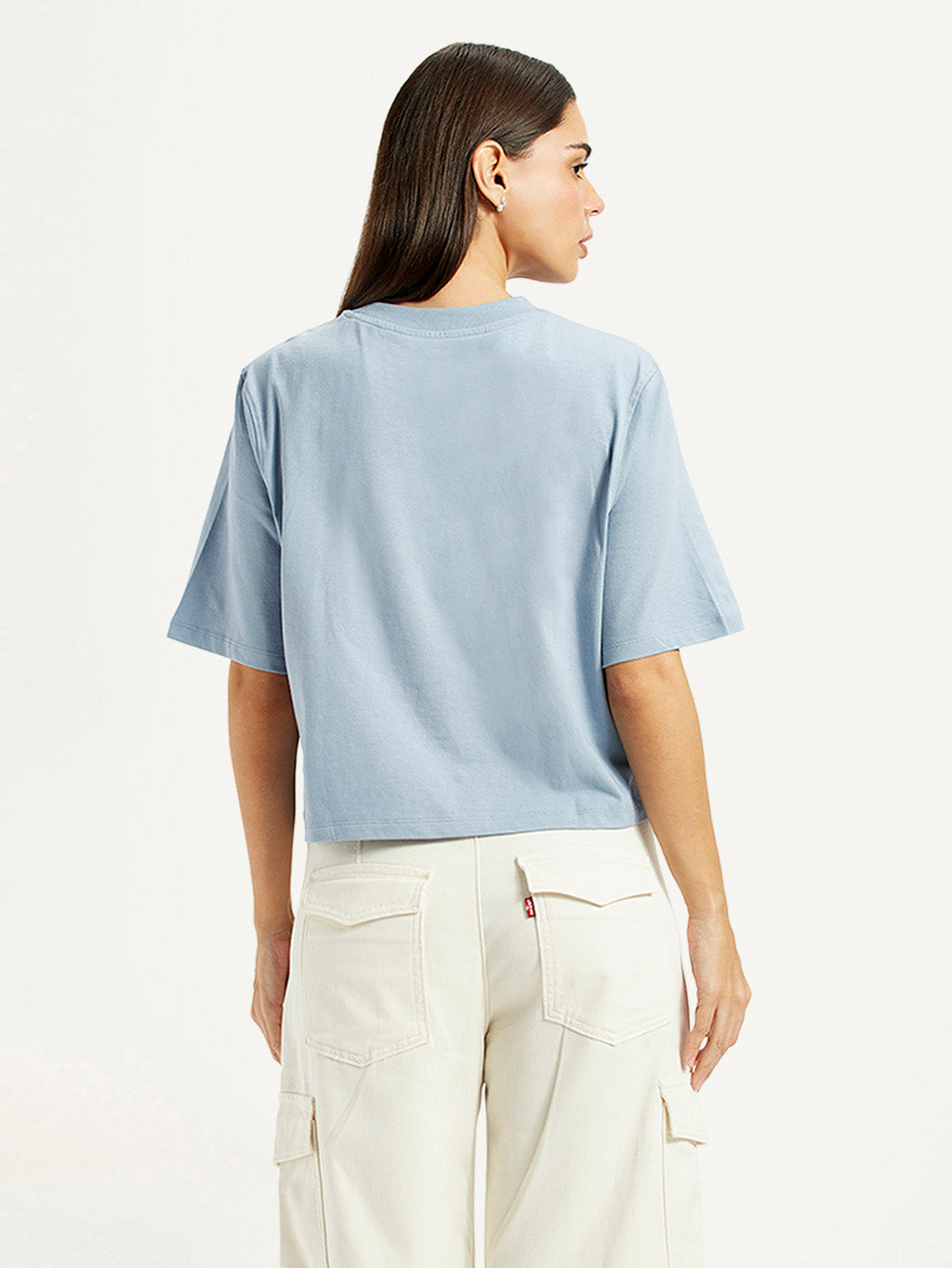 Women's Typographic Print Light Blue Relaxed Fit T-shirt