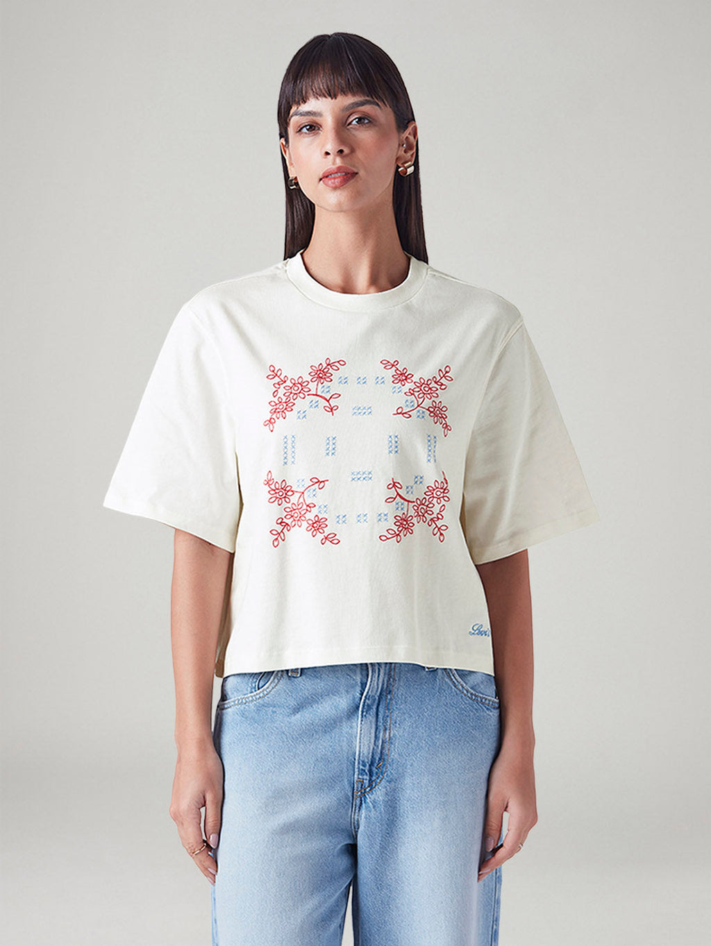 Women's Embroidered Relaxed Fit T-Shirt