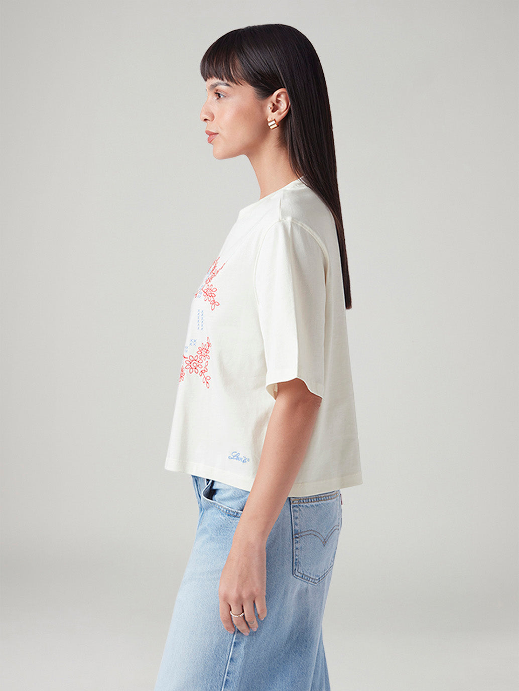 Women's Embroidered Relaxed Fit T-Shirt
