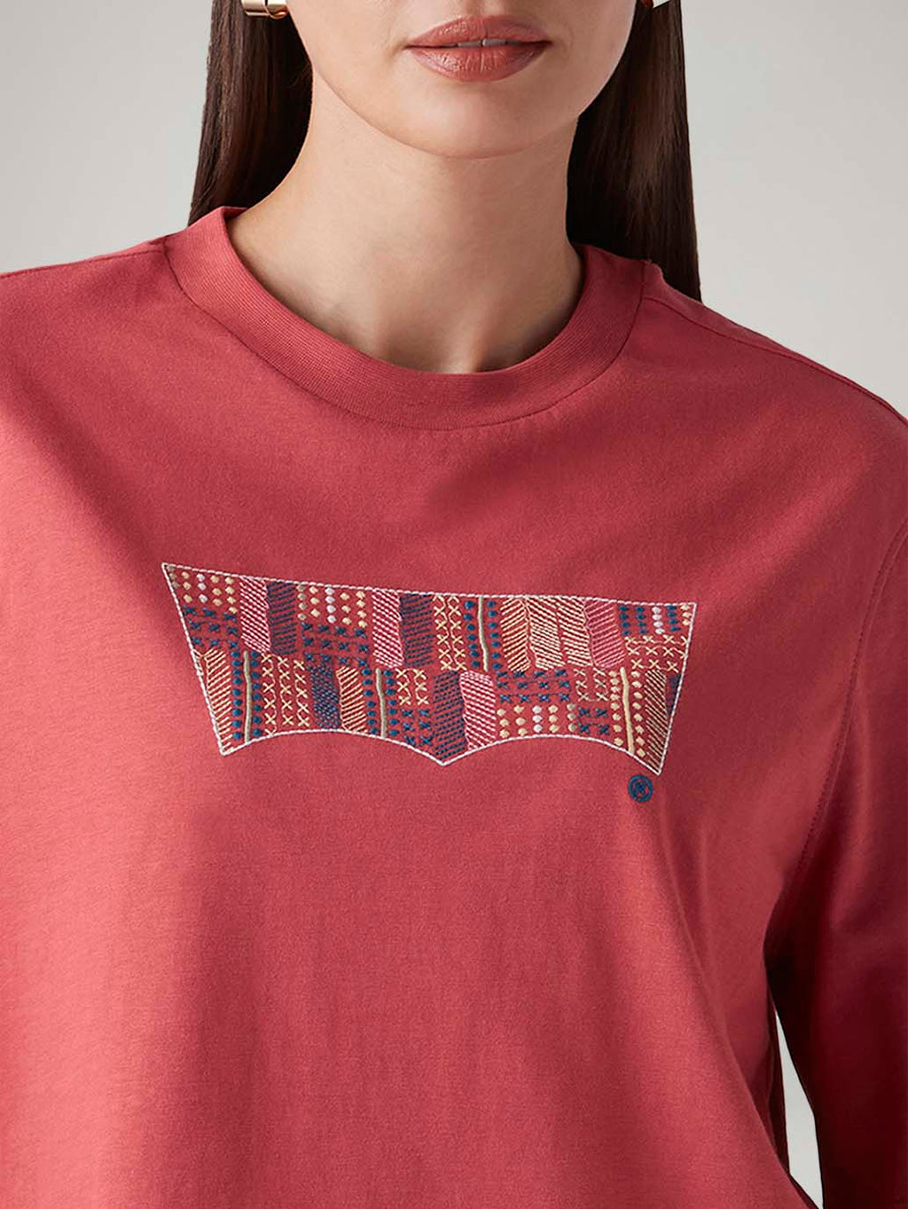Women's Rust Relaxed Fit Embroidery T-Shirt