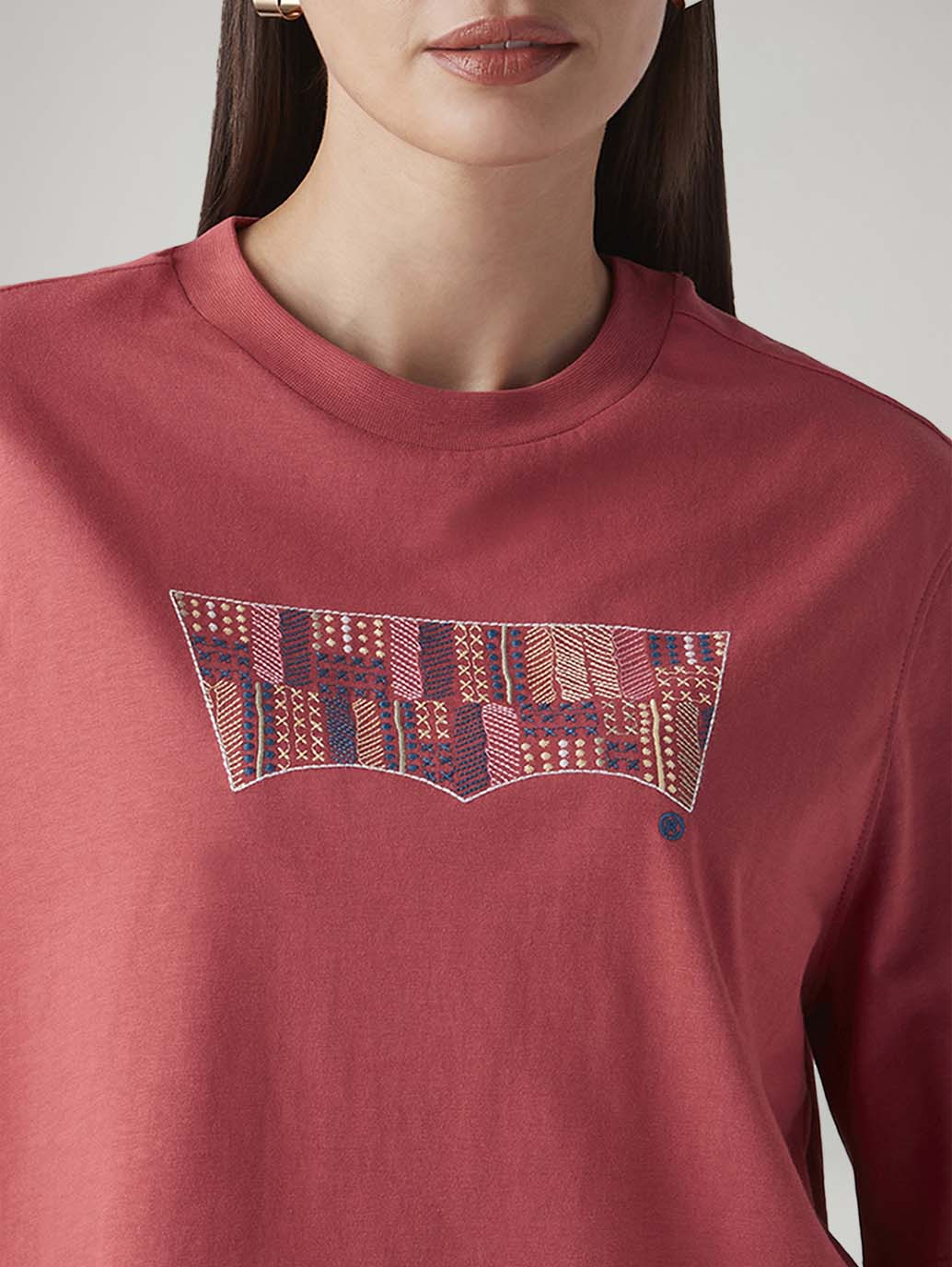 Women's Rust Relaxed Fit Embroidery T-Shirt
