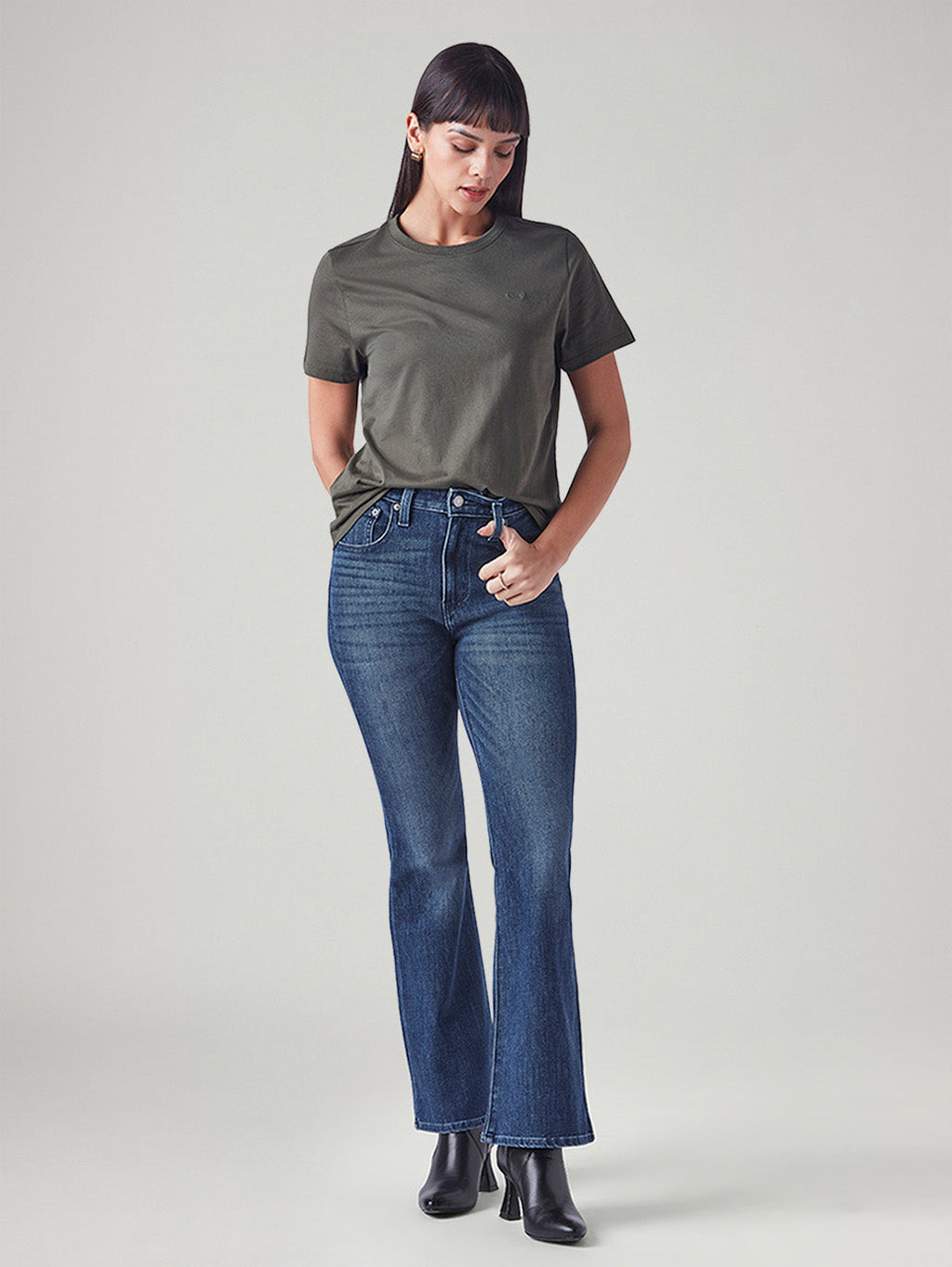Women's 726 Blue Flared Fit High Rise Jeans