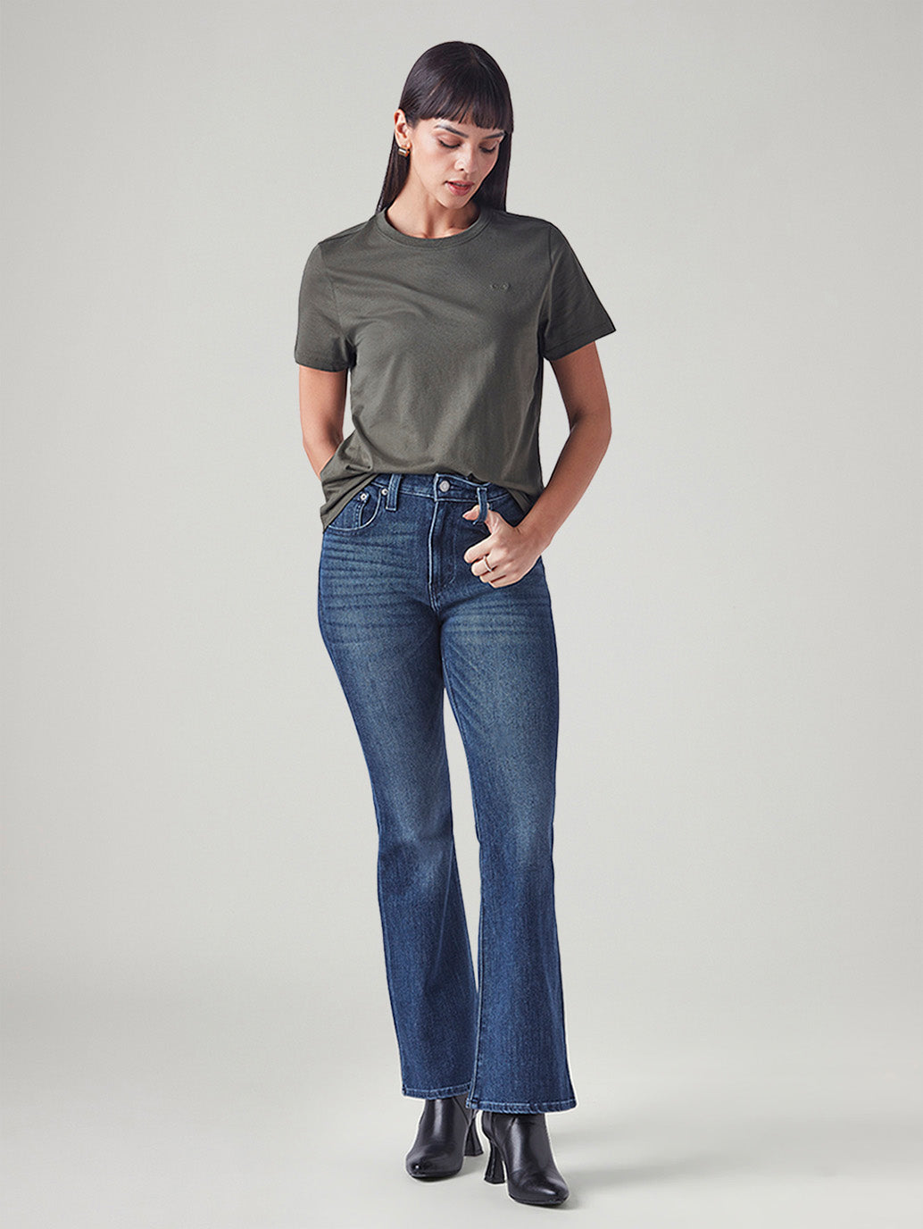 Women's 726 Blue Flared Fit High Rise Jeans