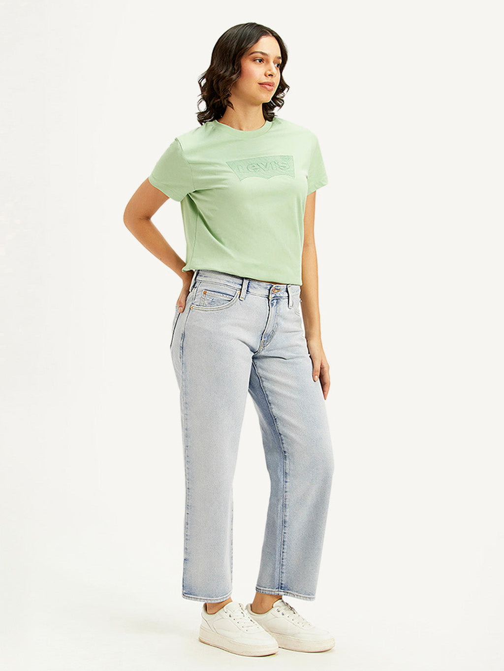 Women's 94 Light Blue Baggy Fit Mid Rise Jeans