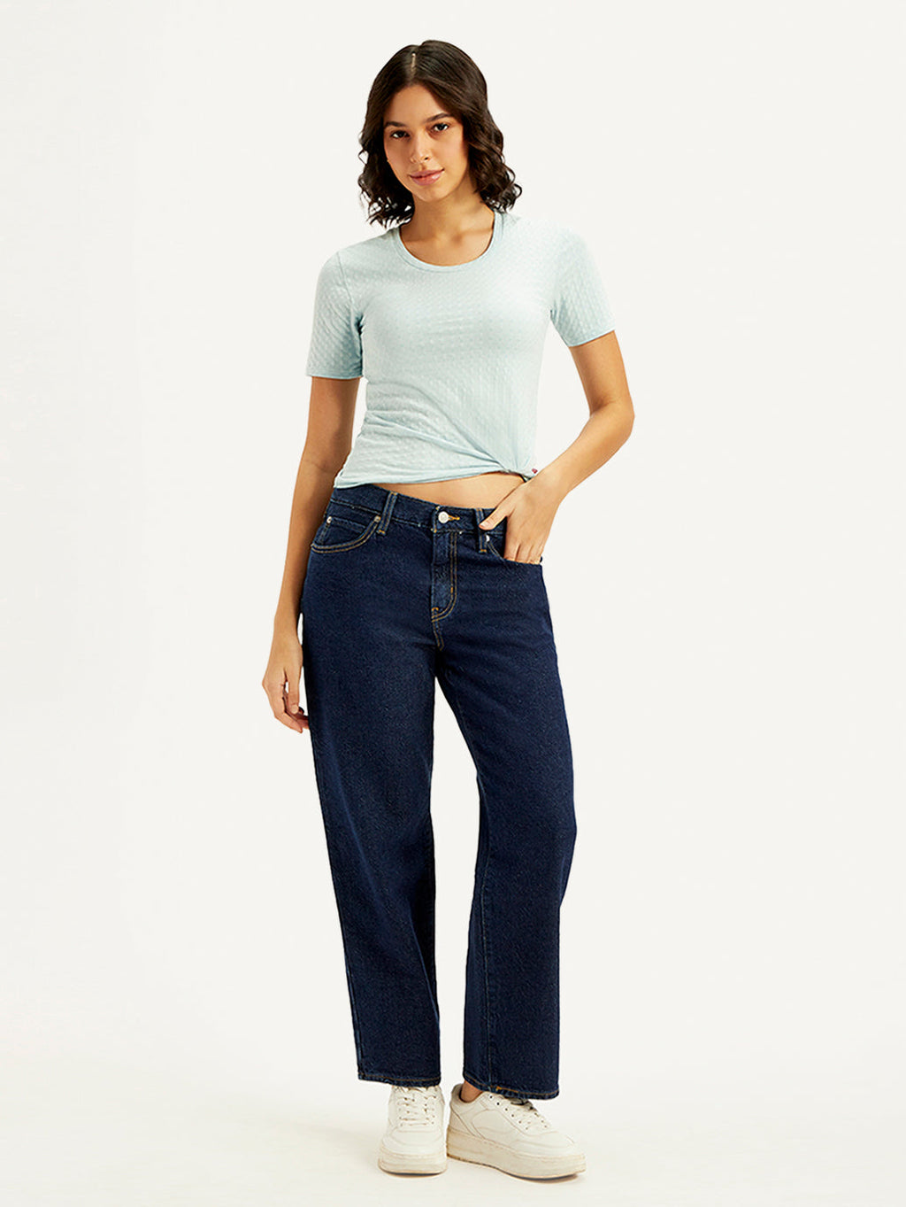 Women's 94 Blue Baggy Fit Mid Rise Jeans