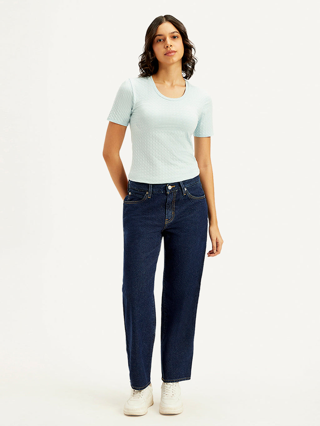 Women's 94 Blue Baggy Fit Mid Rise Jeans
