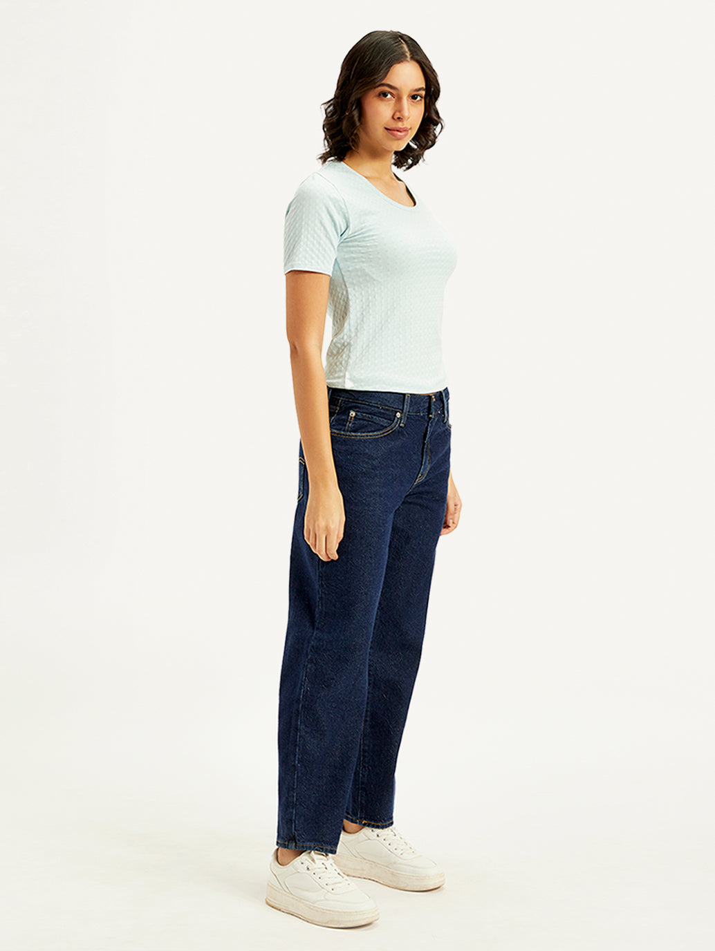 Women's 94 Blue Baggy Fit Mid Rise Jeans