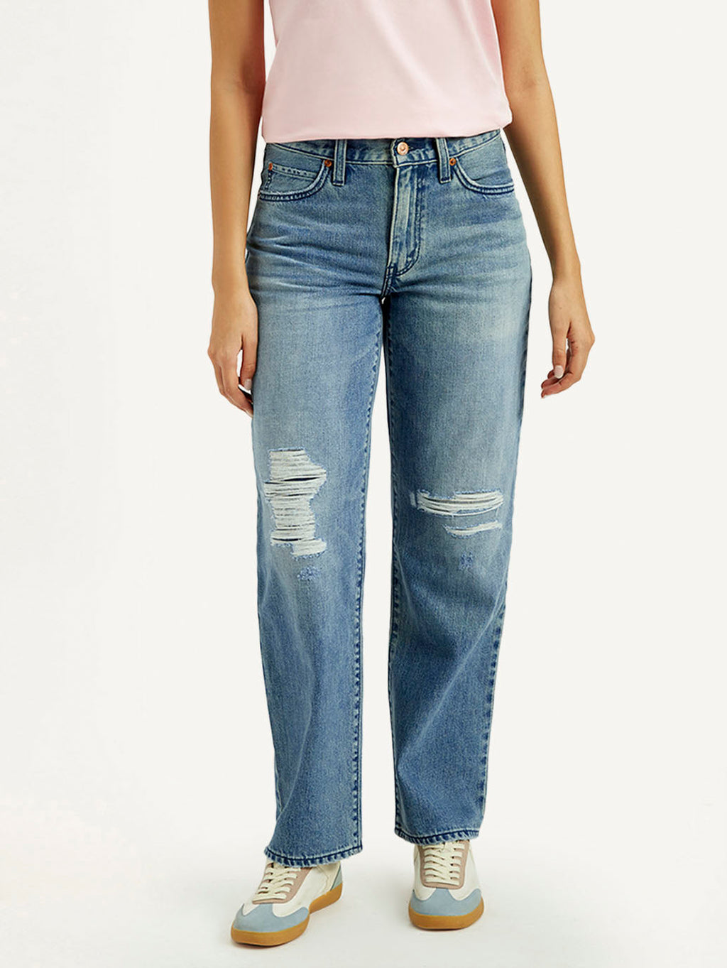 Women's 94 Med Indigo Baggy Fit Mid Rise Jeans
