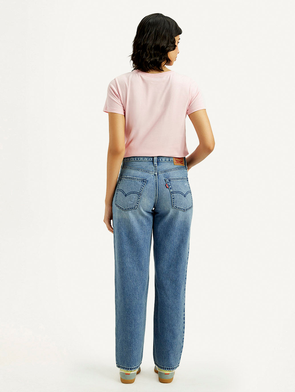 Women's 94 Med Indigo Baggy Fit Mid Rise Jeans