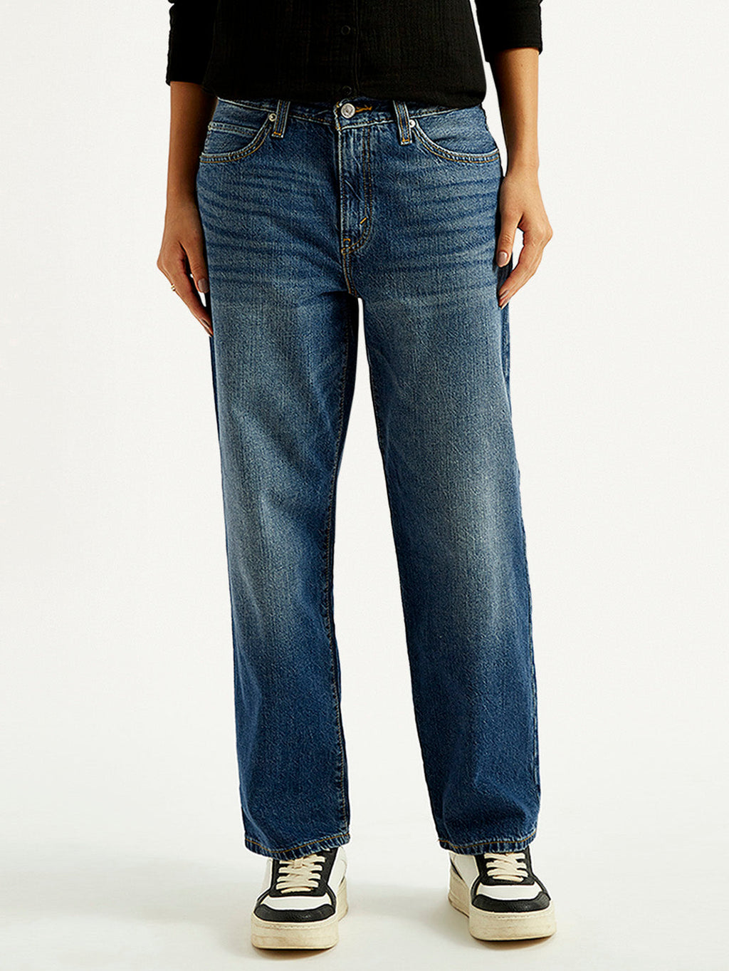 Women's 94 Blue Baggy Fit Mid Rise Jeans