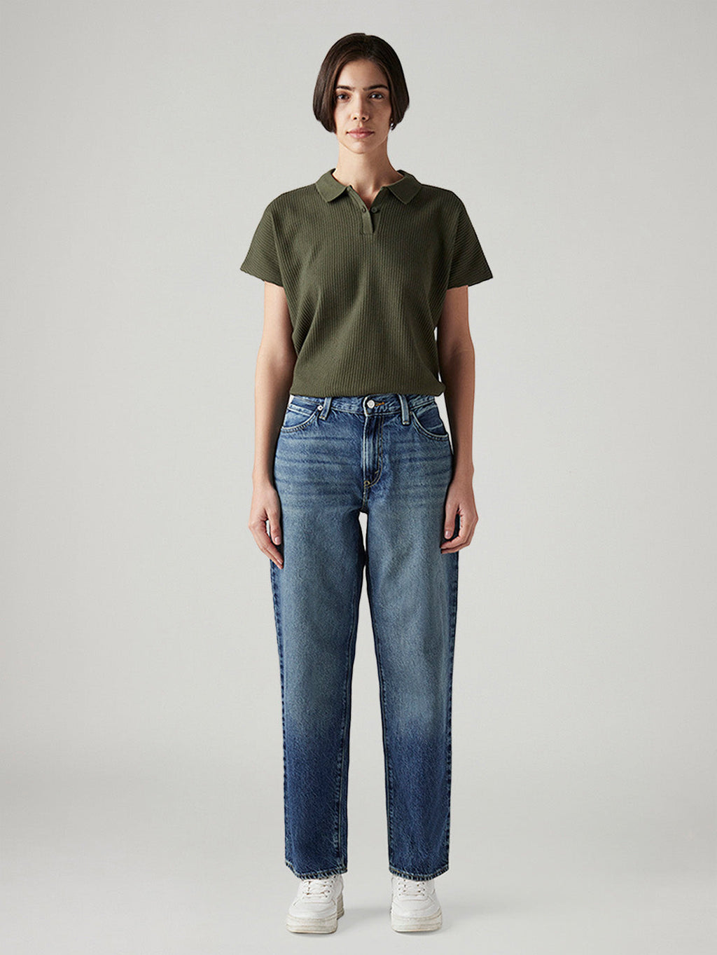 Women's 94 Blue Baggy Fit Mid Rise Jeans
