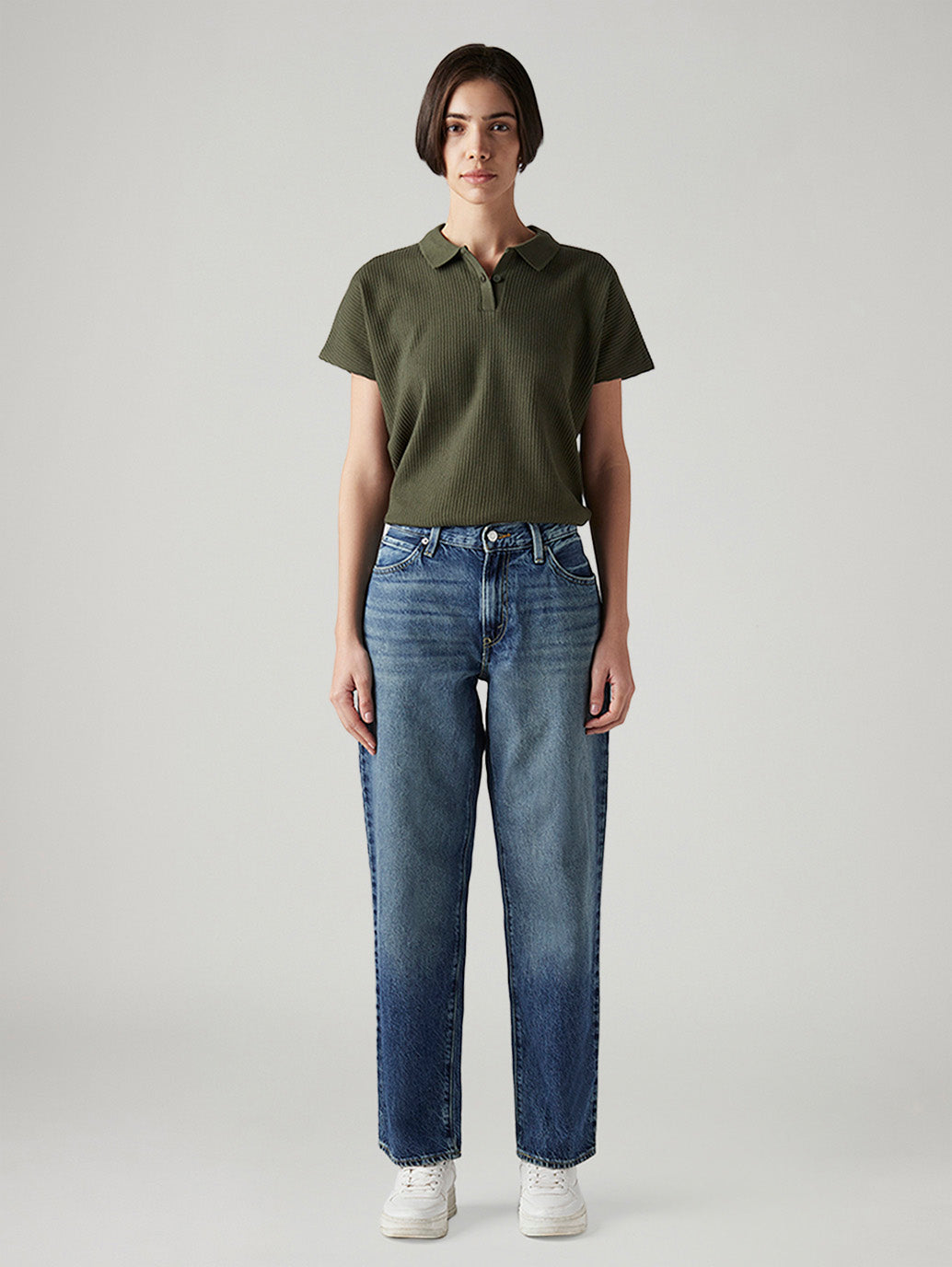 Women's 94 Blue Baggy Fit Mid Rise Jeans