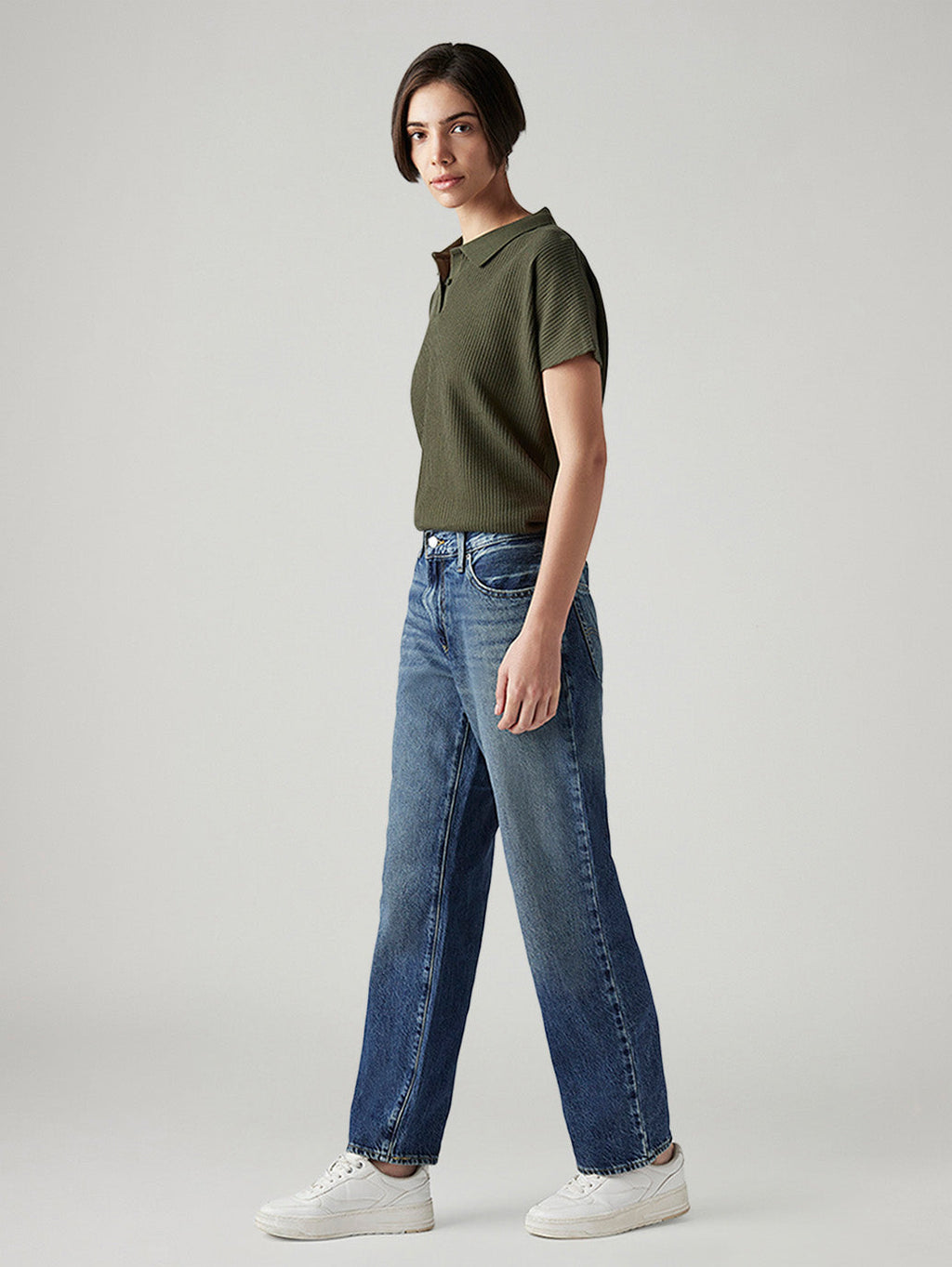 Women's 94 Blue Baggy Fit Mid Rise Jeans