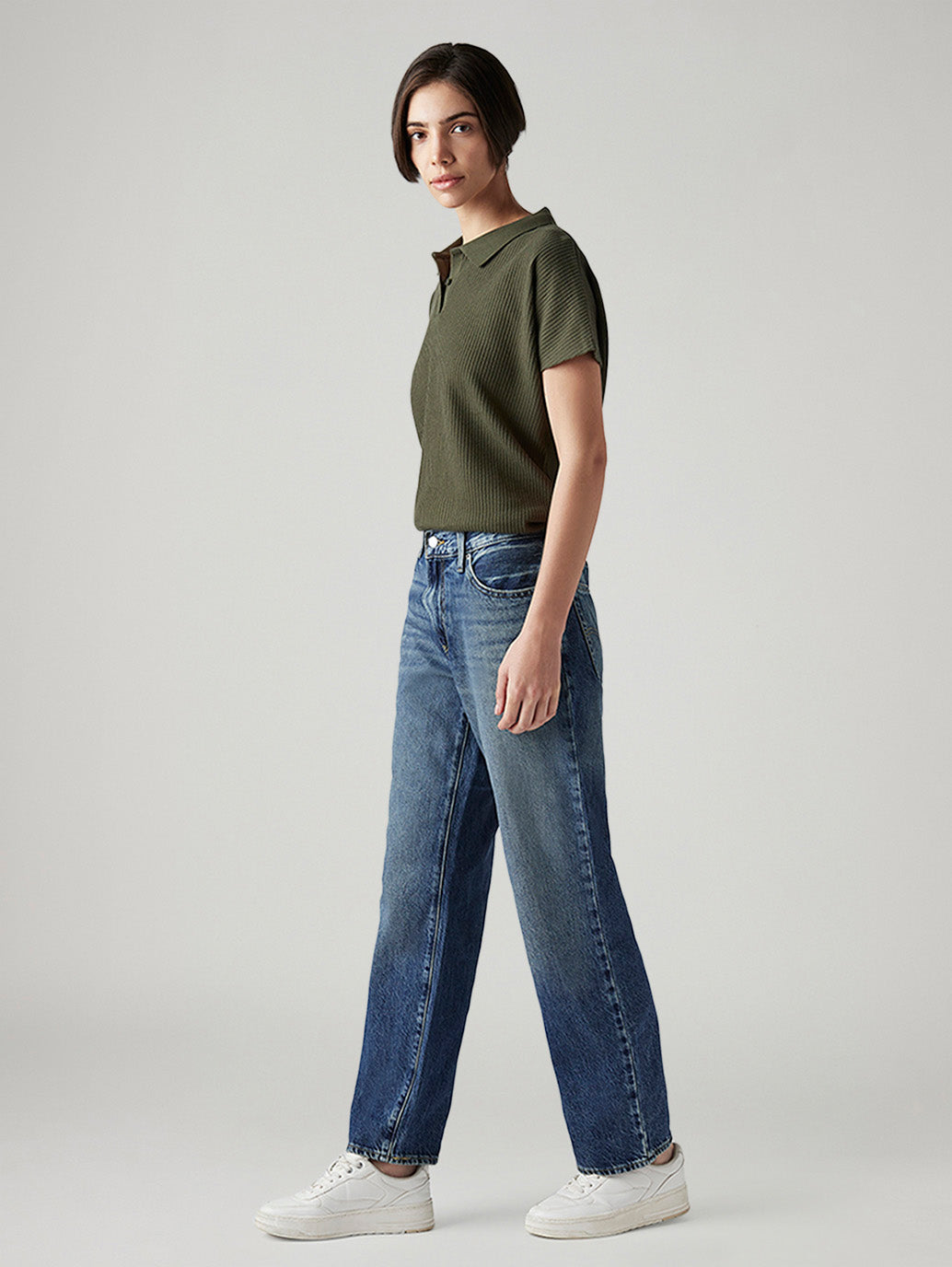 Women's 94 Blue Baggy Fit Mid Rise Jeans