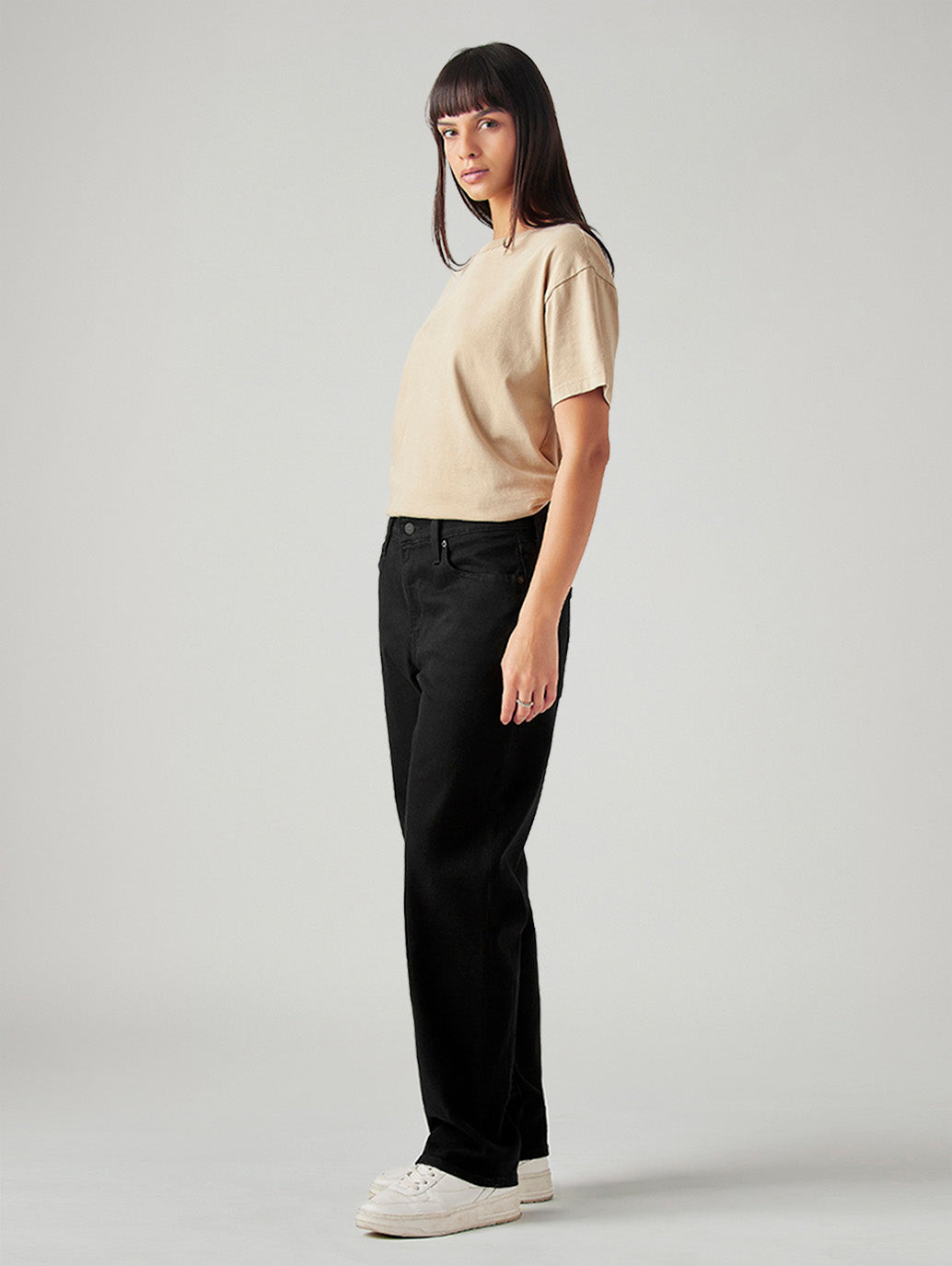Women's 94 Black Baggy Fit Mid Rise Jeans