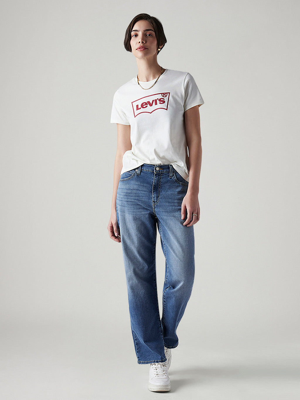 Women's 94 Med Indigo Baggy Fit High Rise Jeans