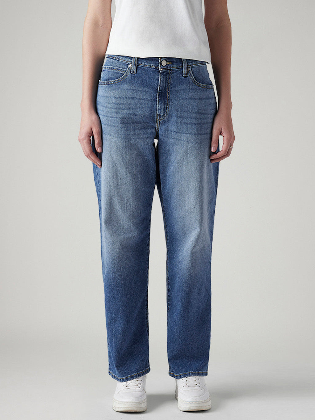 Women's 94 Med Indigo Baggy Fit High Rise Jeans
