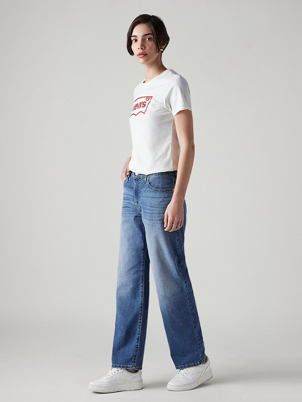 Women's 94 Med Indigo Baggy Fit High Rise Jeans