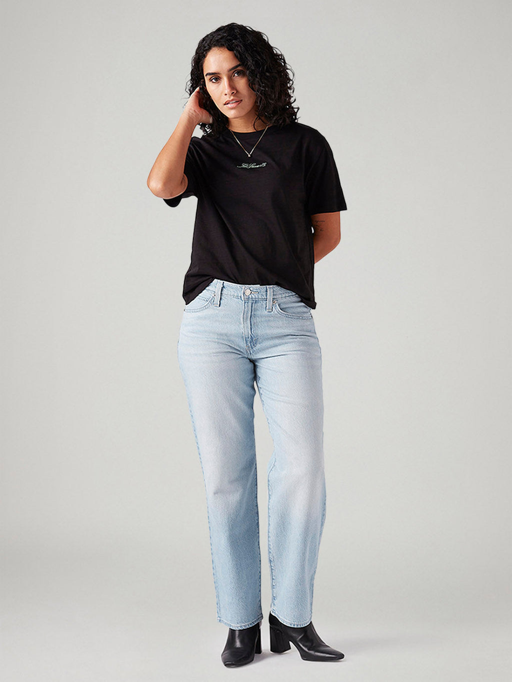 Women's 94 Light Blue Baggy Fit Mid Rise Jeans