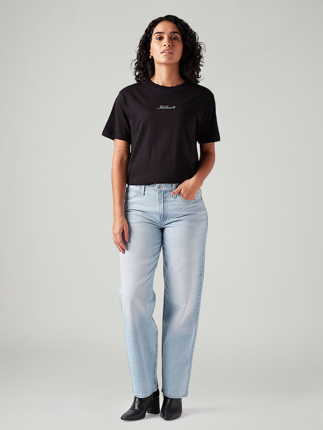 Women's 94 Light Blue Baggy Fit Mid Rise Jeans