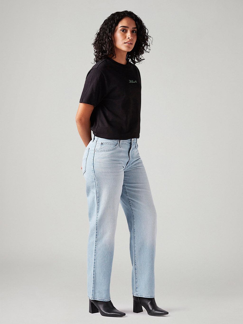 Women's 94 Light Blue Baggy Fit Mid Rise Jeans