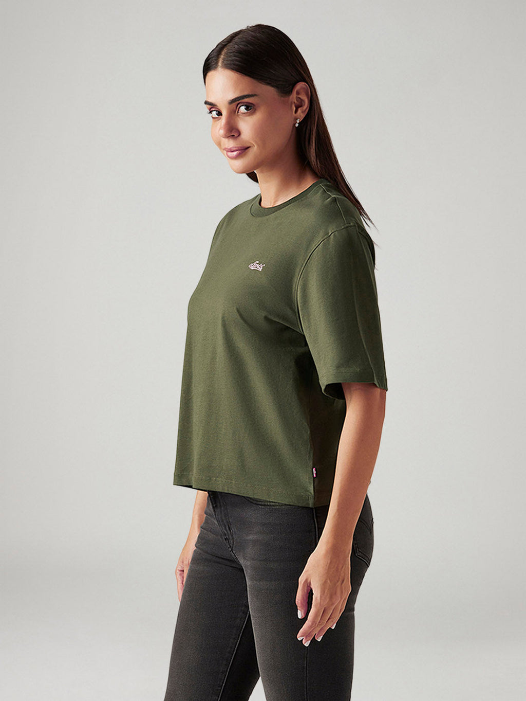 Women's Graphic Print Olive Relaxed Fit T-shirt