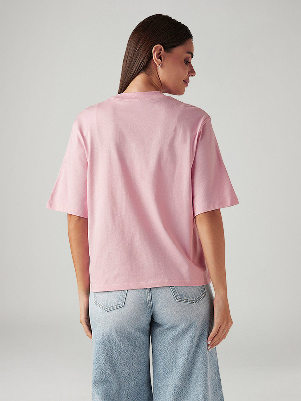 Women's Graphic Print Pink Relaxed Fit T-shirt
