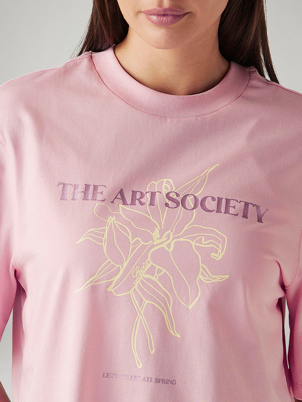 Women's Graphic Print Pink Relaxed Fit T-shirt