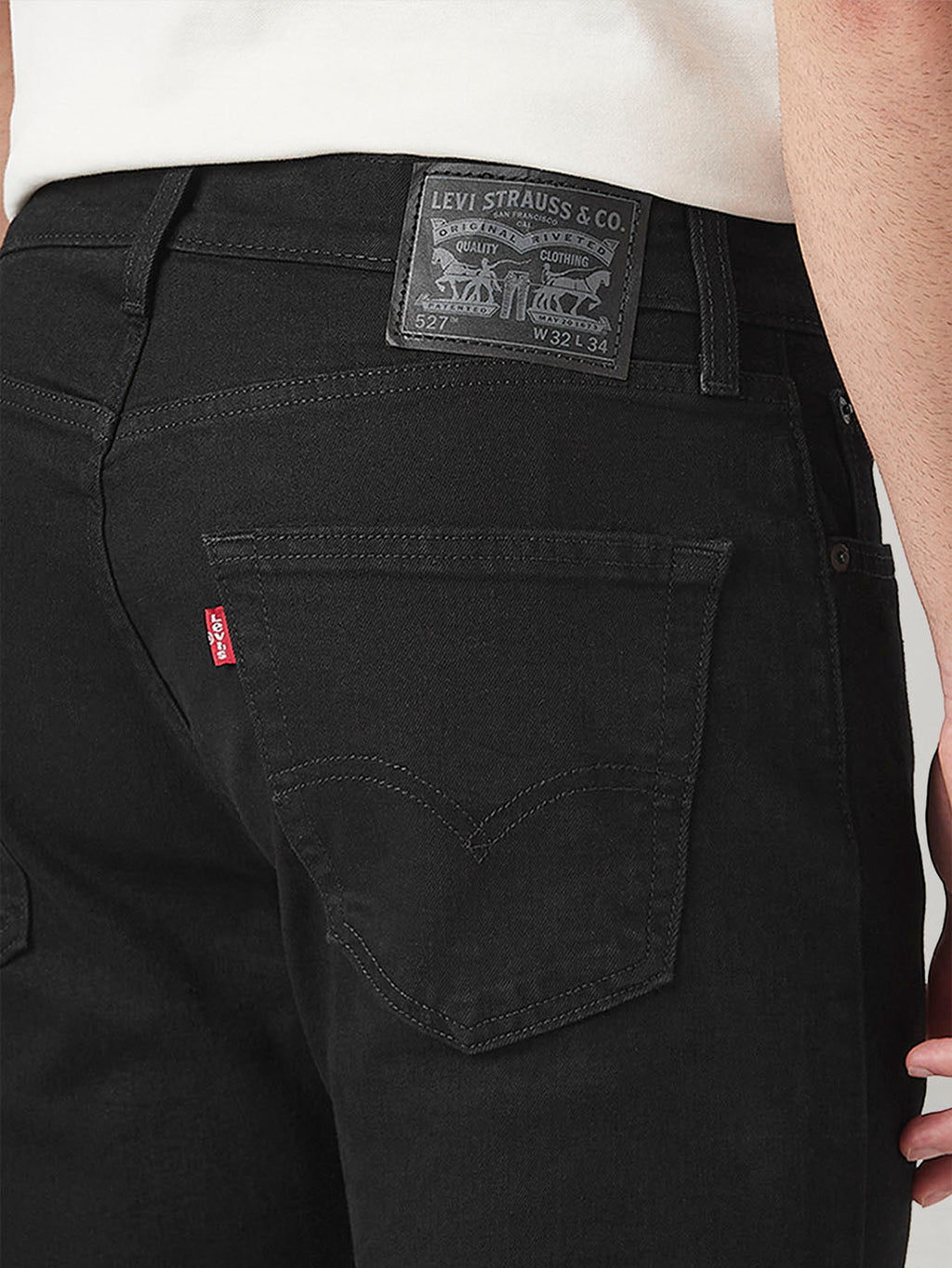 Mens 527 Mid Rise Bootcut Fit Cotton Stretch Blend Jeans