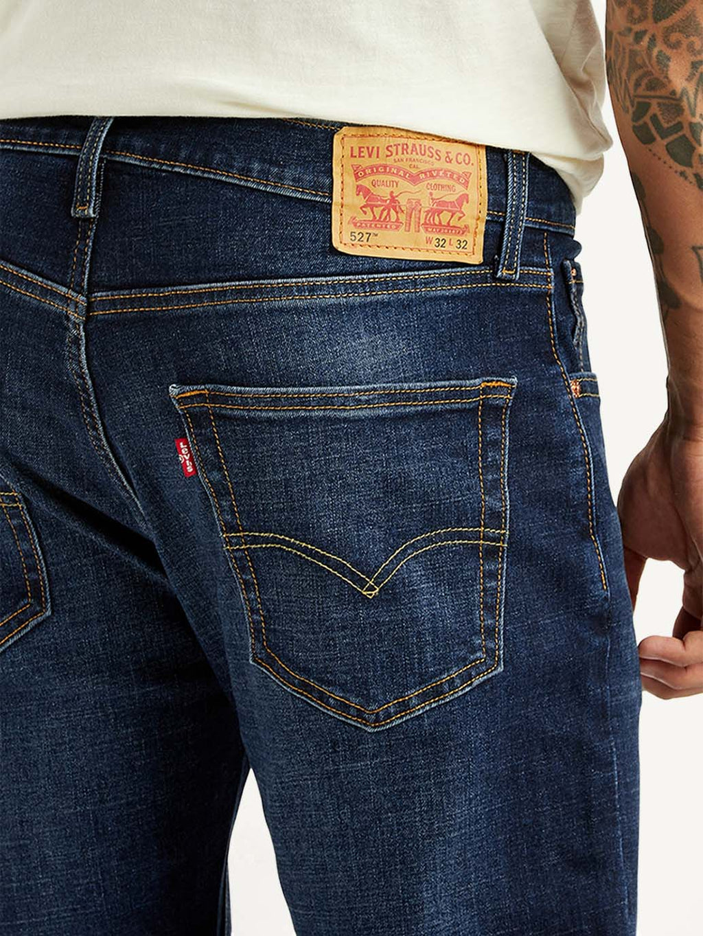 Men's 527 Dark Blue Bootcut Fit Hyper Stretch Jeans