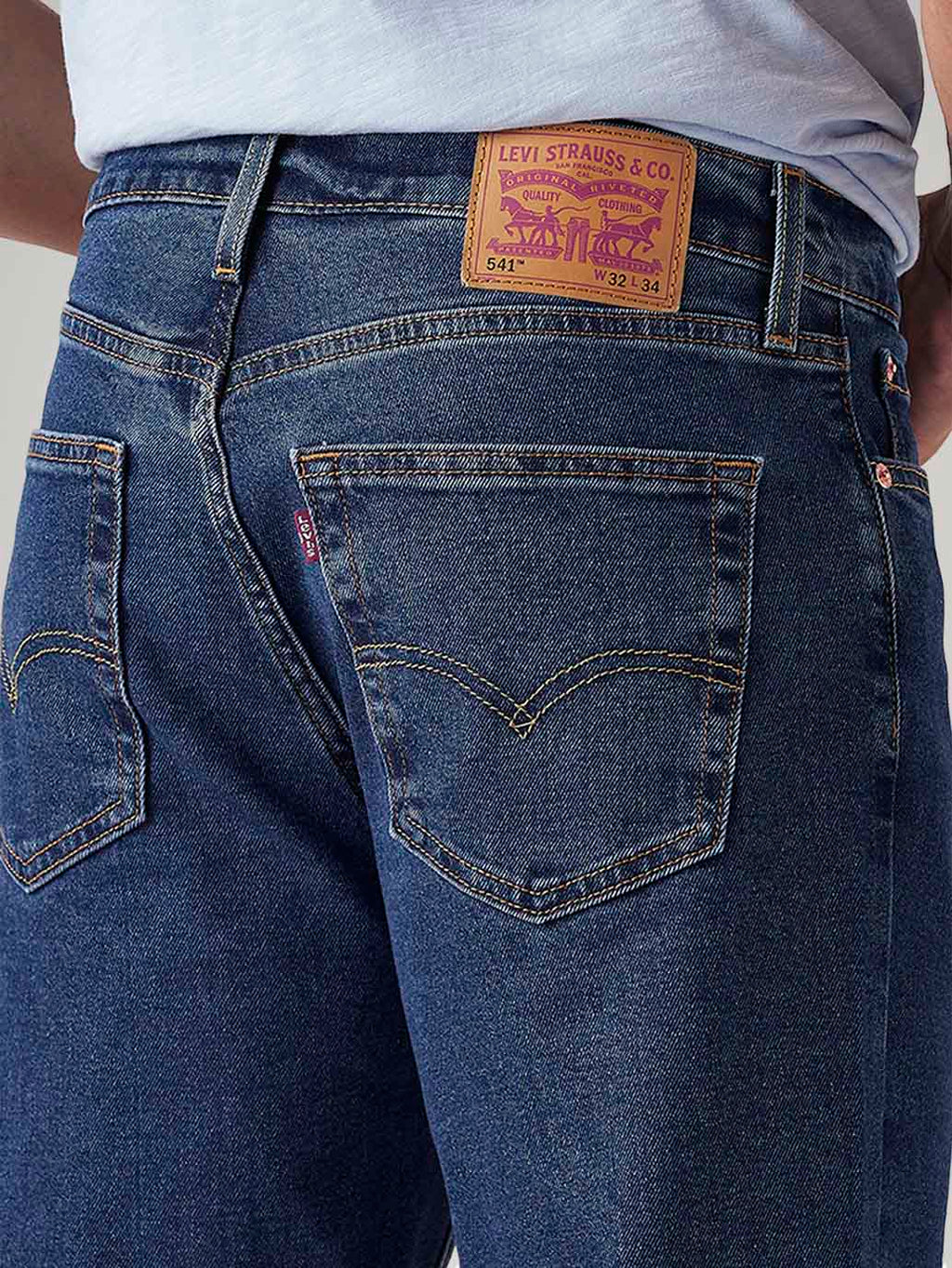 Men's 541 Blue Athletic Tapered Fit Mid Rise Jeans